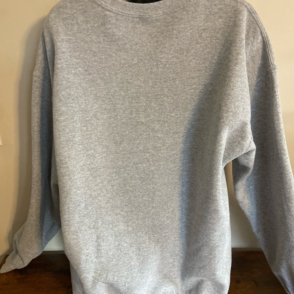 Gildan Gray and Blue 'Sunday Funday' Men's Crewneck Sweater - Picture 3 of 4
